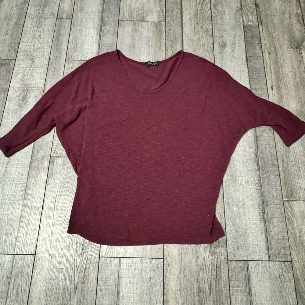 Women’s Dolman Top Size Large 3/4 Sleeve Burgandy